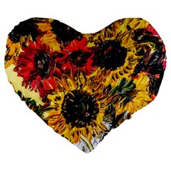 Sunflowers In A Scott House Large 19  Premium Flano Heart Shape Cushions by bestdesignintheworld