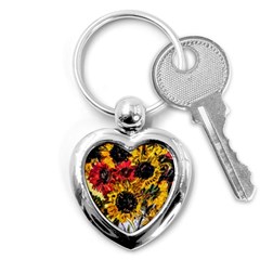 Sunflowers In A Scott House Key Chains (heart)  by bestdesignintheworld