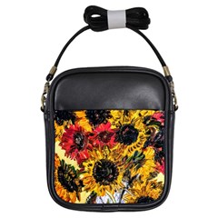 Sunflowers In A Scott House Girls Sling Bags by bestdesignintheworld