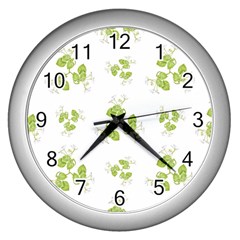 Photographic Floral Decorative Pattern Wall Clocks (silver)  by dflcprints