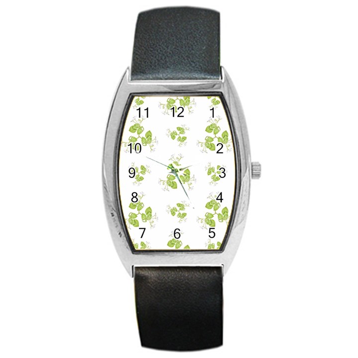 Photographic Floral Decorative Pattern Barrel Style Metal Watch