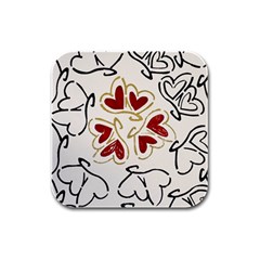 Loving Hearts Rubber Square Coaster (4 Pack)  by Art2City