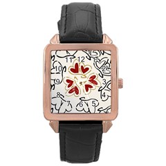 Loving Hearts Rose Gold Leather Watch  by Art2City