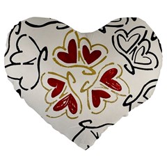 Loving Hearts Large 19  Premium Flano Heart Shape Cushions