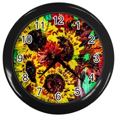 Sunflowers In Elizabeth House Wall Clocks (black) by bestdesignintheworld