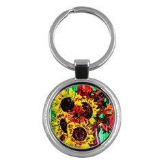 Sunflowers In Elizabeth House Key Chains (round)  by bestdesignintheworld