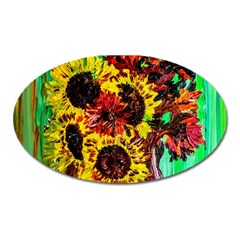 Sunflowers In Elizabeth House Oval Magnet by bestdesignintheworld