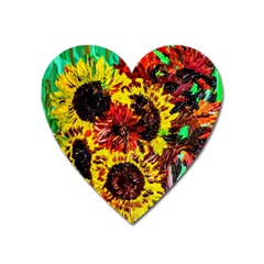 Sunflowers In Elizabeth House Heart Magnet