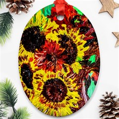 Sunflowers In Elizabeth House Oval Ornament (two Sides) by bestdesignintheworld