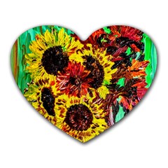 Sunflowers In Elizabeth House Heart Mousepads by bestdesignintheworld