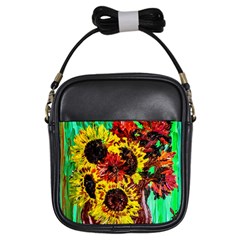 Sunflowers In Elizabeth House Girls Sling Bags by bestdesignintheworld