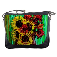 Sunflowers In Elizabeth House Messenger Bags by bestdesignintheworld