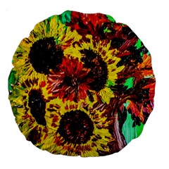 Sunflowers In Elizabeth House Large 18  Premium Round Cushions by bestdesignintheworld