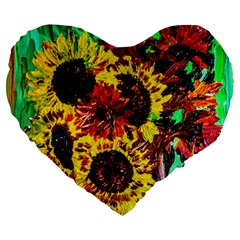 Sunflowers In Elizabeth House Large 19  Premium Heart Shape Cushions by bestdesignintheworld