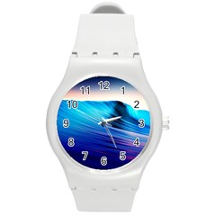 Rolling Waves Round Plastic Sport Watch (m) by Sapixe