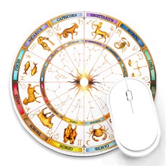 Zodiac  Institute Of Vedic Astrology Round Mousepads by Sapixe