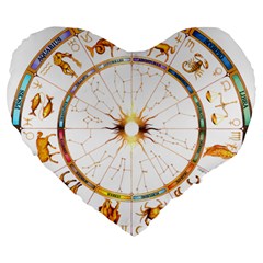 Zodiac  Institute Of Vedic Astrology Large 19  Premium Flano Heart Shape Cushions by Sapixe