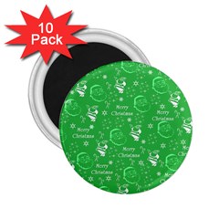 Santa Christmas Collage Green Background 2 25  Magnets (10 Pack)  by Sapixe