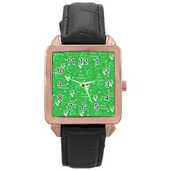 Santa Christmas Collage Green Background Rose Gold Leather Watch  by Sapixe