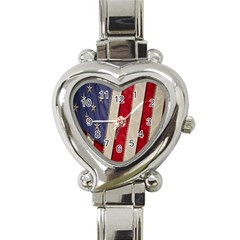 Usa Flag Heart Italian Charm Watch by Sapixe