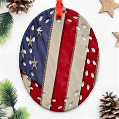 Usa Flag Oval Filigree Ornament (two Sides) by Sapixe