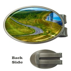 Cliff Coast Road Landscape Travel Money Clips (oval)  by Sapixe