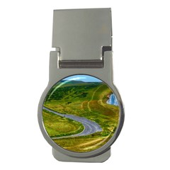 Cliff Coast Road Landscape Travel Money Clips (round)  by Sapixe