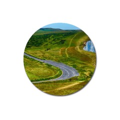 Cliff Coast Road Landscape Travel Magnet 3  (round) by Sapixe