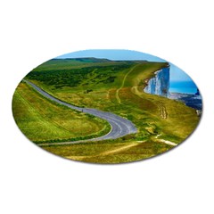 Cliff Coast Road Landscape Travel Oval Magnet by Sapixe