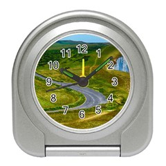 Cliff Coast Road Landscape Travel Travel Alarm Clocks by Sapixe