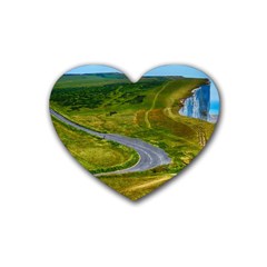 Cliff Coast Road Landscape Travel Heart Coaster (4 Pack)  by Sapixe