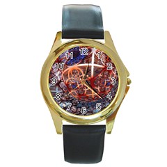 Complexity Chaos Structure Round Gold Metal Watch by Sapixe