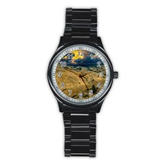 Hills Countryside Landscape Nature Stainless Steel Round Watch