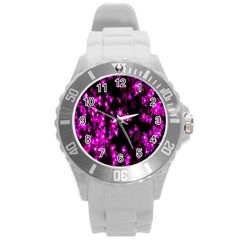 Abstract Background Purple Bright Round Plastic Sport Watch (l) by Sapixe