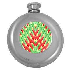 Christmas Geometric 3d Design Round Hip Flask (5 Oz) by Sapixe