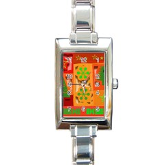 Christmas Design Seamless Pattern Rectangle Italian Charm Watch by Sapixe