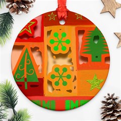 Christmas Design Seamless Pattern Round Ornament (two Sides) by Sapixe