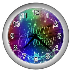 Christmas Greeting Card Frame Wall Clocks (silver)  by Sapixe