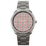 Christmas Holidays Seamless Pattern Sport Metal Watch Front