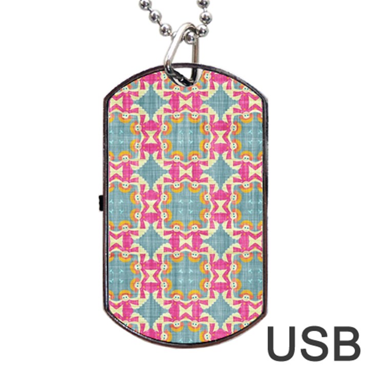 Christmas Holidays Seamless Pattern Dog Tag USB Flash (Two Sides)