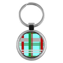 Christmas Plaid Backgrounds Plaid Key Chains (round)  by Sapixe