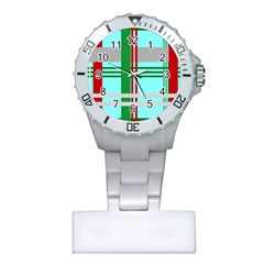 Christmas Plaid Backgrounds Plaid Plastic Nurses Watch by Sapixe