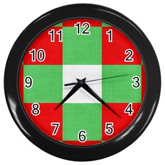 Fabric Christmas Colors Bright Wall Clocks (black) by Sapixe