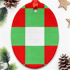 Fabric Christmas Colors Bright Oval Ornament (two Sides) by Sapixe