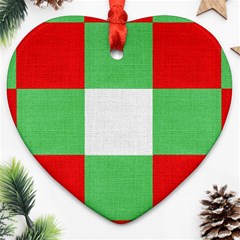 Fabric Christmas Colors Bright Heart Ornament (two Sides) by Sapixe