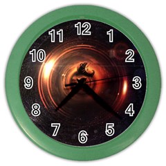 Steampunk Airship Sailing The Stars Of Deep Space Color Wall Clocks by jayaprime