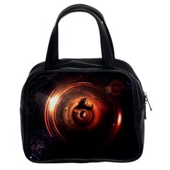 Steampunk Airship Sailing The Stars Of Deep Space Classic Handbags (2 Sides) by jayaprime