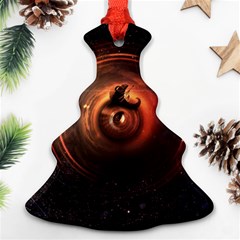 Steampunk Airship Sailing The Stars Of Deep Space Ornament (christmas Tree)  by jayaprime