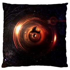 Steampunk Airship Sailing The Stars Of Deep Space Large Flano Cushion Case (two Sides) by jayaprime