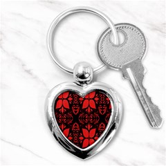 Christmas Red And Black Background Key Chains (heart)  by Sapixe